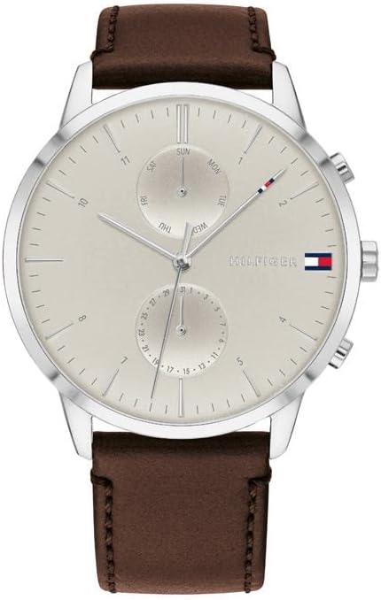 Tommy Beige Dial With Brown Leather Strap